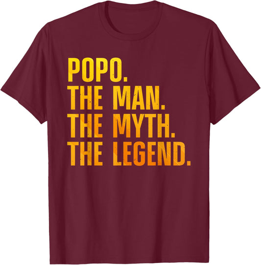 Best Popo Design For Grandpa Grandfather From Grandkids Popo T-Shirt - T-Shirt | Maroon