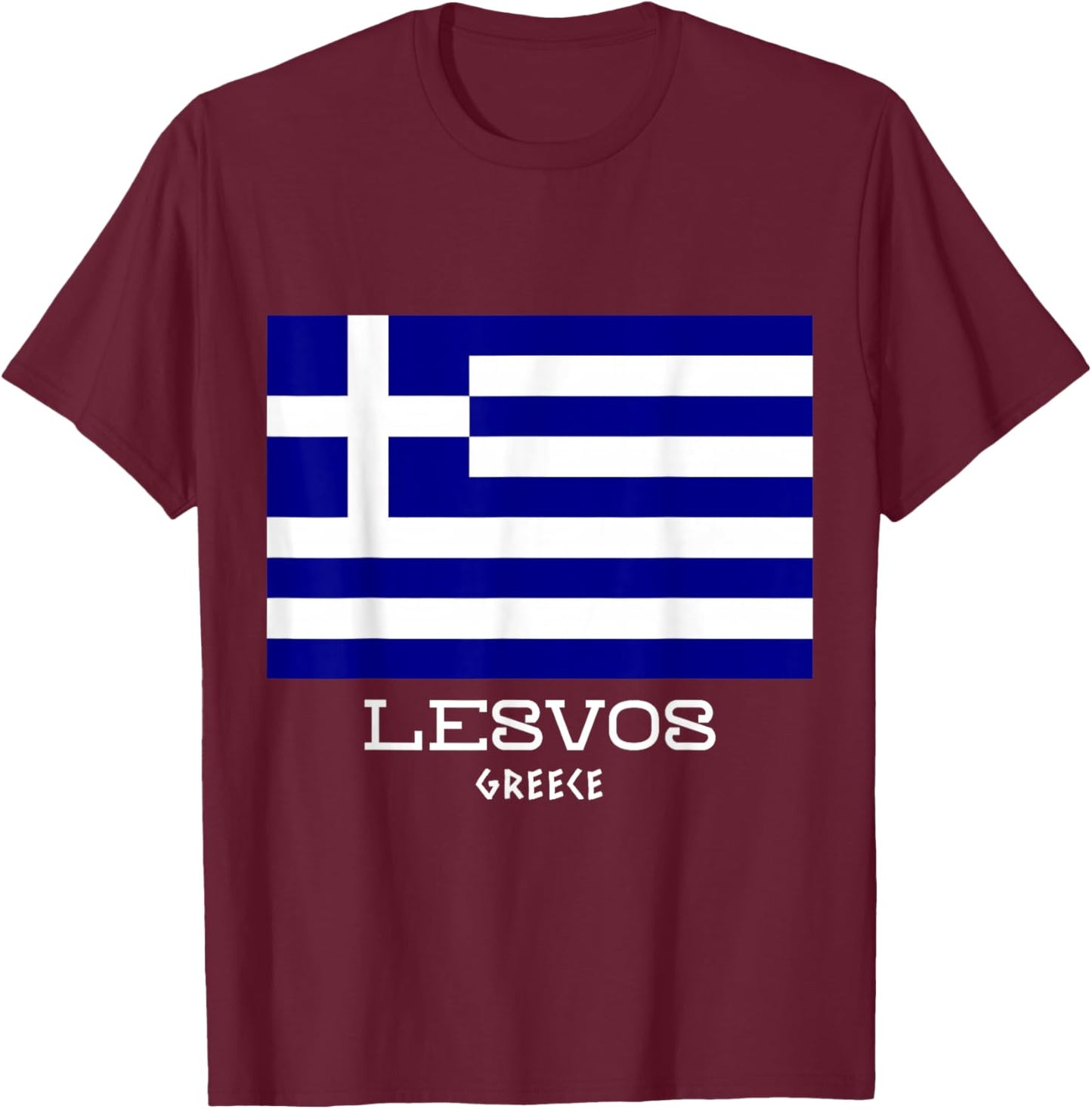 Lesvos Greece Greek Island Hellas Souvenir Mytilene Mitilini T-Shirt - T-Shirt | Maroon