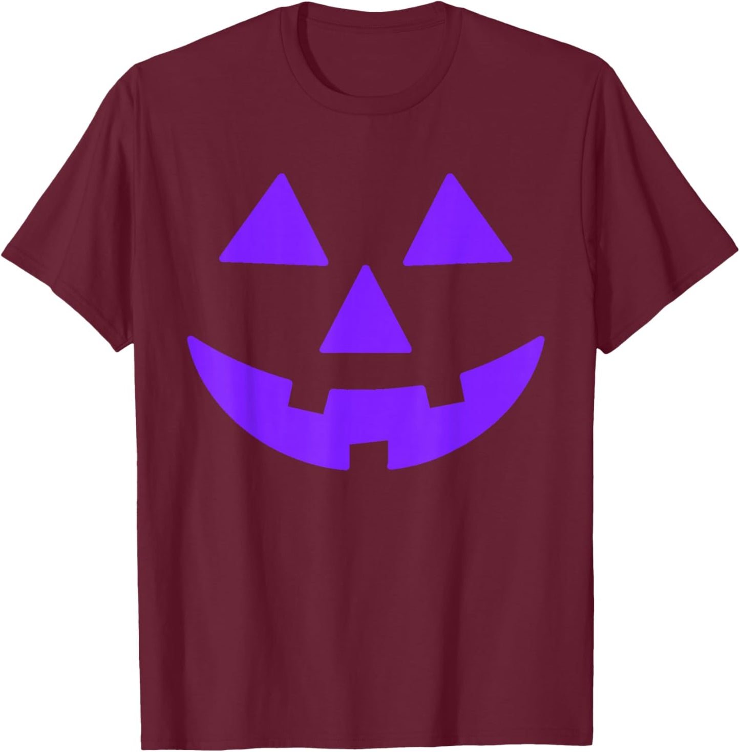 Jack O Lantern Scary Carved Pumpkin Face Halloween Purple T-Shirt - T-Shirt | Maroon