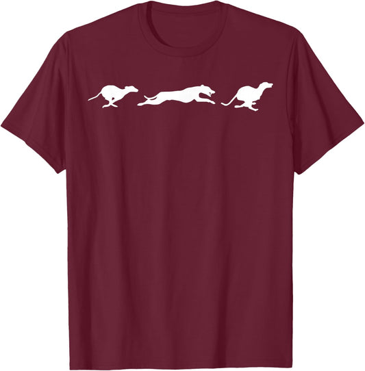 cute Whippet running T-Shirt - T-Shirt | Maroon