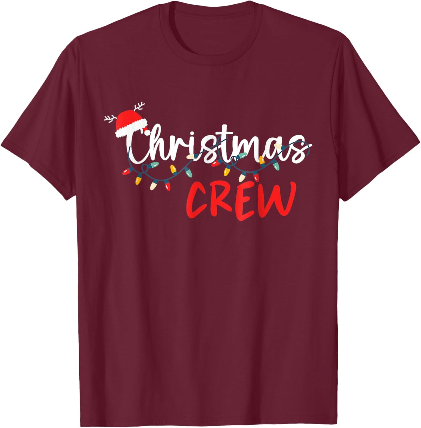 Christmas Crew Xmas Lights Family Matching Pajamas Holiday T-Shirt - T-Shirt | Maroon