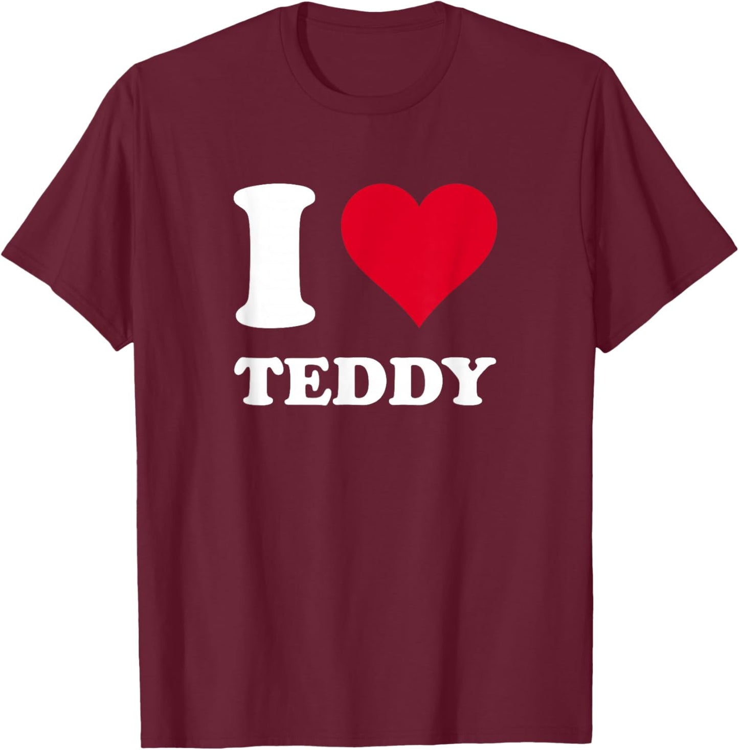 Red Heart I Love Teddy T-Shirt - T-Shirt | Maroon