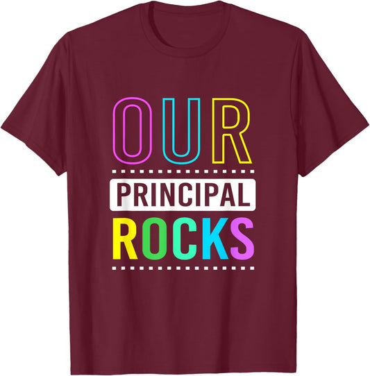 Retro Vibe School Principal Our Principal Rocks T-Shirt - T-Shirt | Maroon