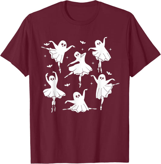 Funny Halloween Ghost Shirt For Dance Teacher Ballet Dancer T-Shirt - T-Shirt | Maroon