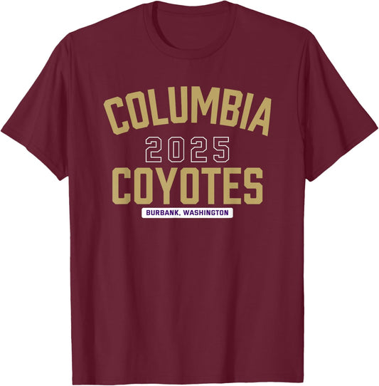 Columbia Coyotes Burbank, Washington 2025 T-Shirt - T-Shirt | Maroon