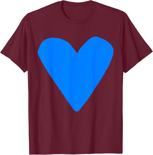 Cute Blue Heart T-Shirt - T-Shirt | Maroon