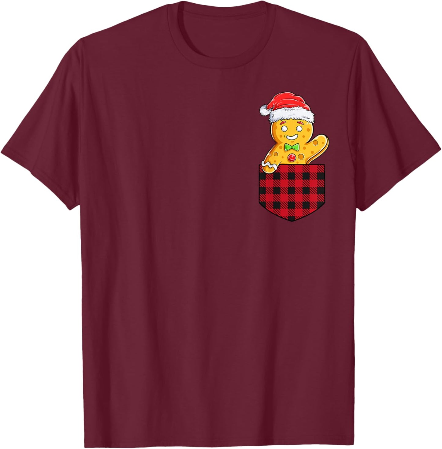 Gingerbread Man In Pocket Funny Christmas Cookie Baker Xmas T-Shirt - T-Shirt | Maroon