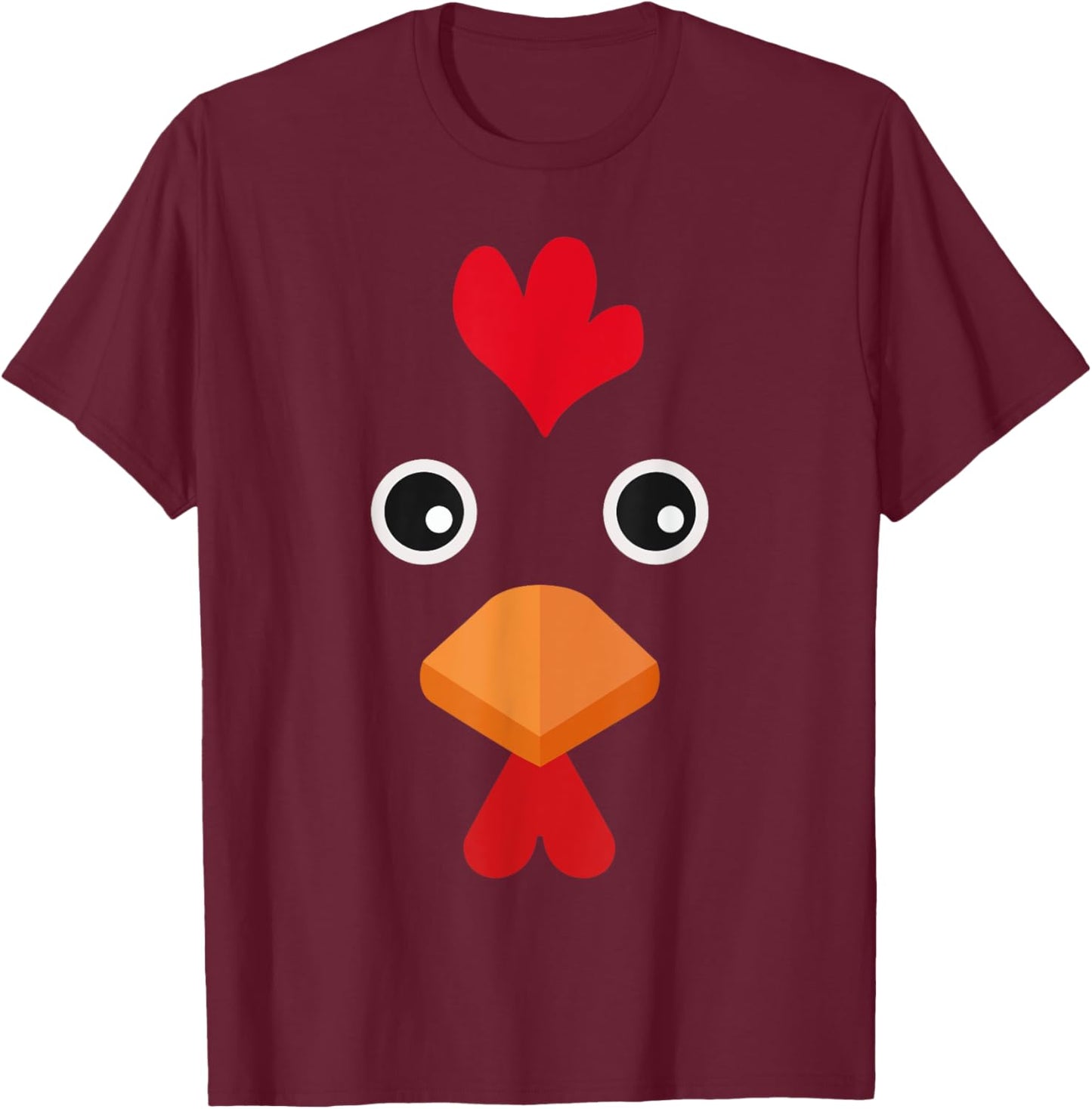 Chicken Halloween Costume Toddler Girls Kids Chicken Face T-Shirt - T-Shirt | Maroon