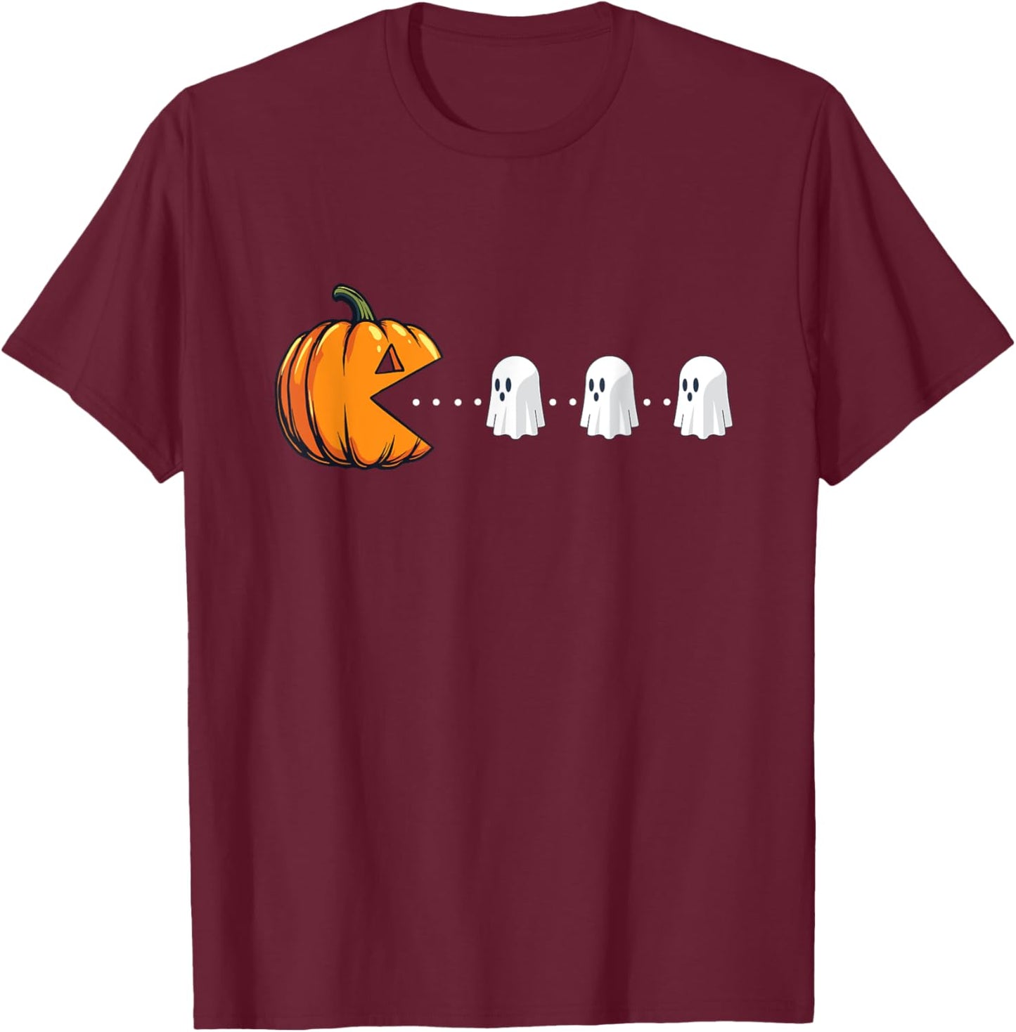 Pumpkin Eating Ghosts - Spooky Witch Halloween Ghoul T-Shirt - T-Shirt | Maroon