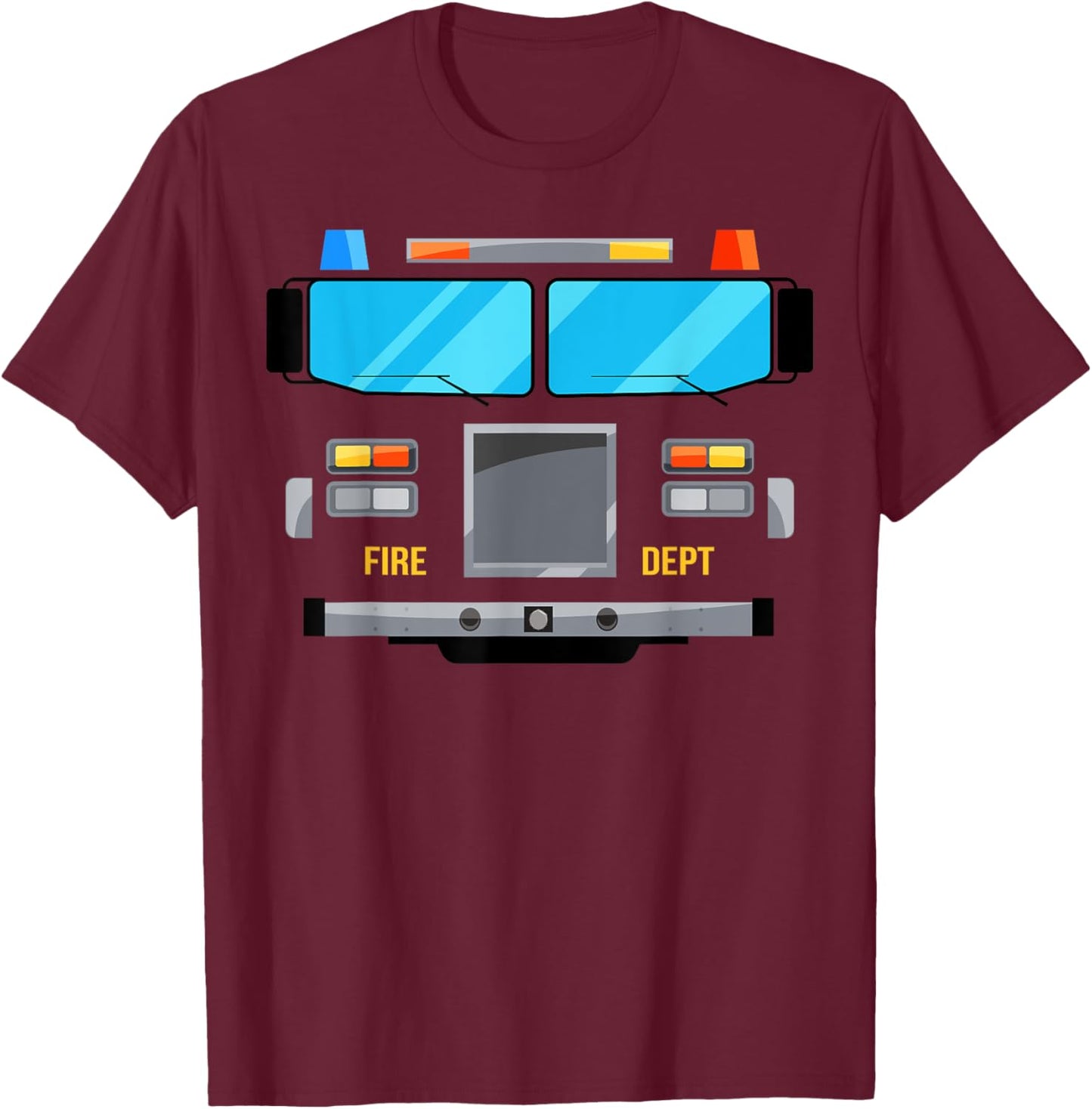 Red Fire Truck DIY Costume Cosplay Happy Halloween Kids Boys T-Shirt - T-Shirt | Maroon