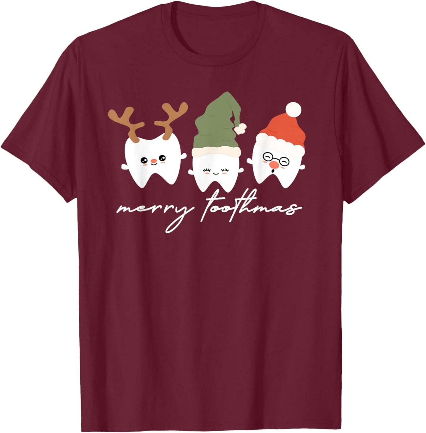 Merry Toothmas Dental Hygienist Christmas Dental Hygiene T-Shirt - T-Shirt | Maroon