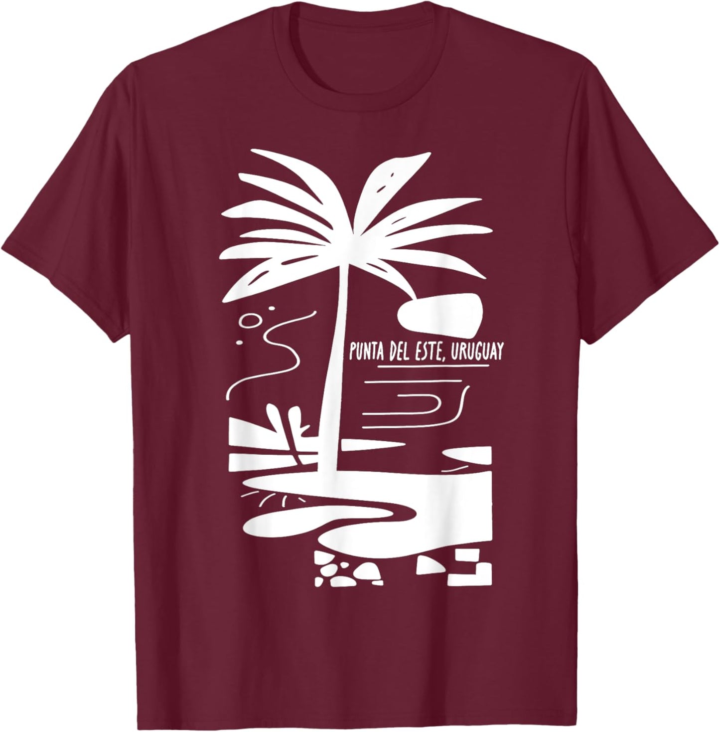 Punta del Este Uruguay Minimalist Beach Scene T-Shirt - T-Shirt | Maroon