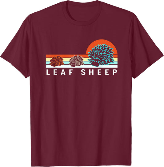 Retro Colorful Leaf Slug Sea Creature Leaf Sheep T-Shirt - T-Shirt | Maroon