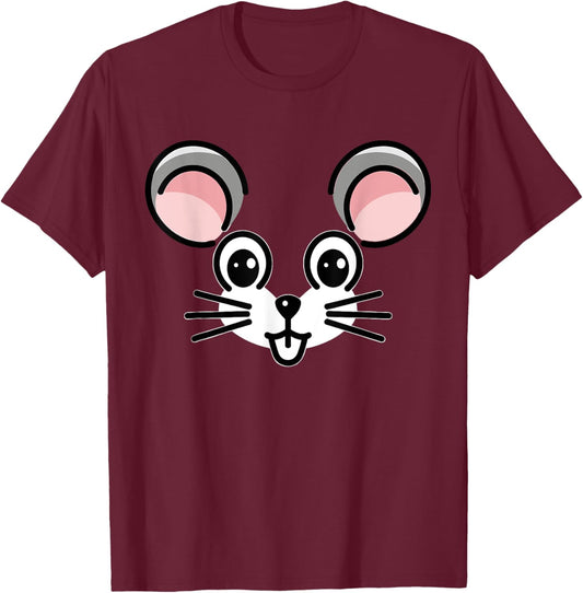 Halloween Mouse Face Costume Kids Cute Animal Themed T-Shirt - T-Shirt | Maroon