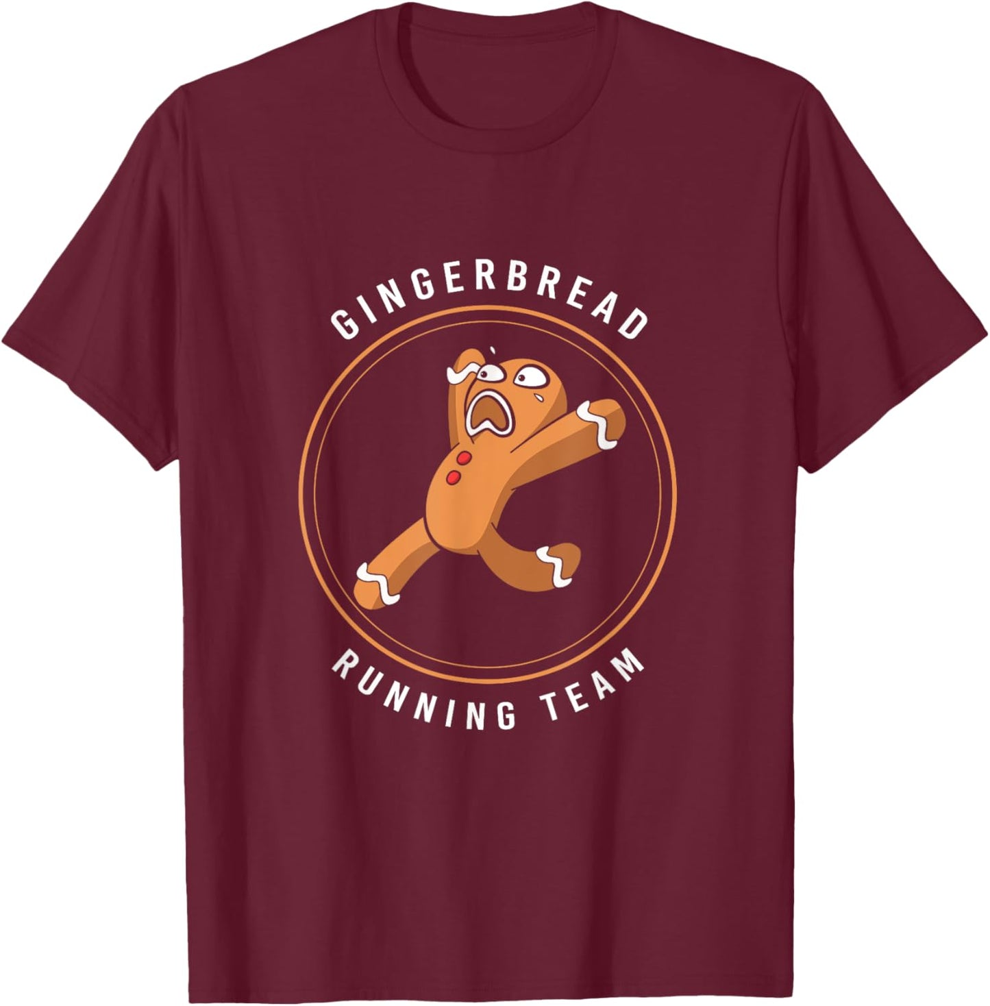 Gingerbread Christmas Cookie Running Team T-Shirt - T-Shirt | Maroon