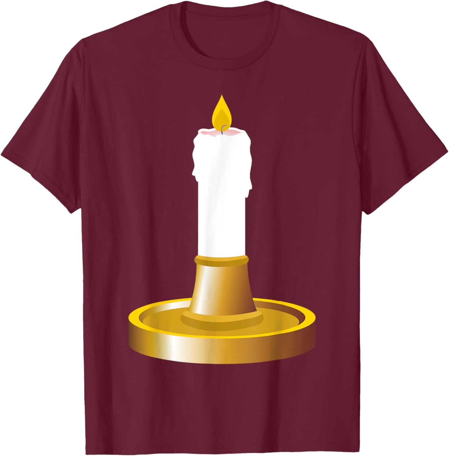 Candlestick Costume Men Women Kids Black Cartoon Cosplay Halloween T-Shirt - T-Shirt | Maroon