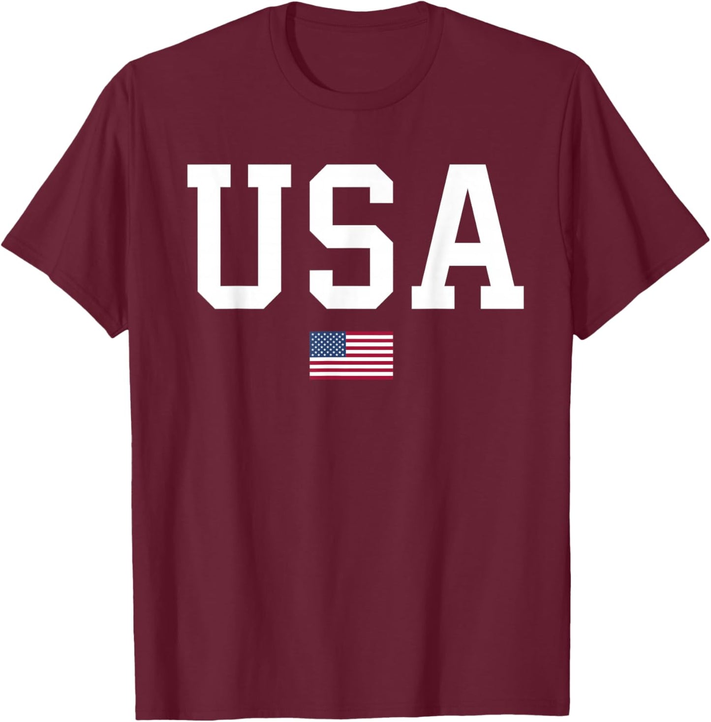 USA Women Men Kids American Flag Patriotic 4th of July T-Shirt - T-Shirt | Maroon