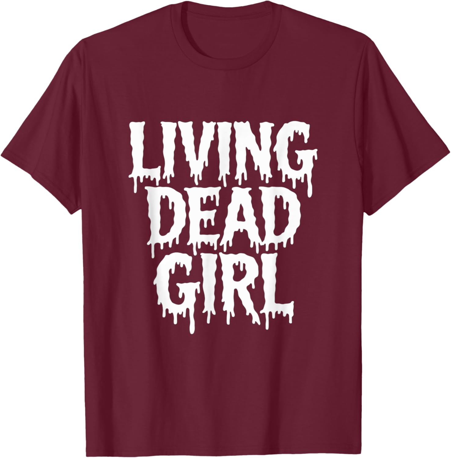 Dripping Blood Zombie Movie Living Dead Girl Halloween T-Shirt - T-Shirt | Maroon