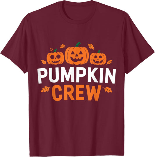 Pumpkin Crew Funny Matching Pumpkin Patch Family T-Shirt - T-Shirt | Maroon
