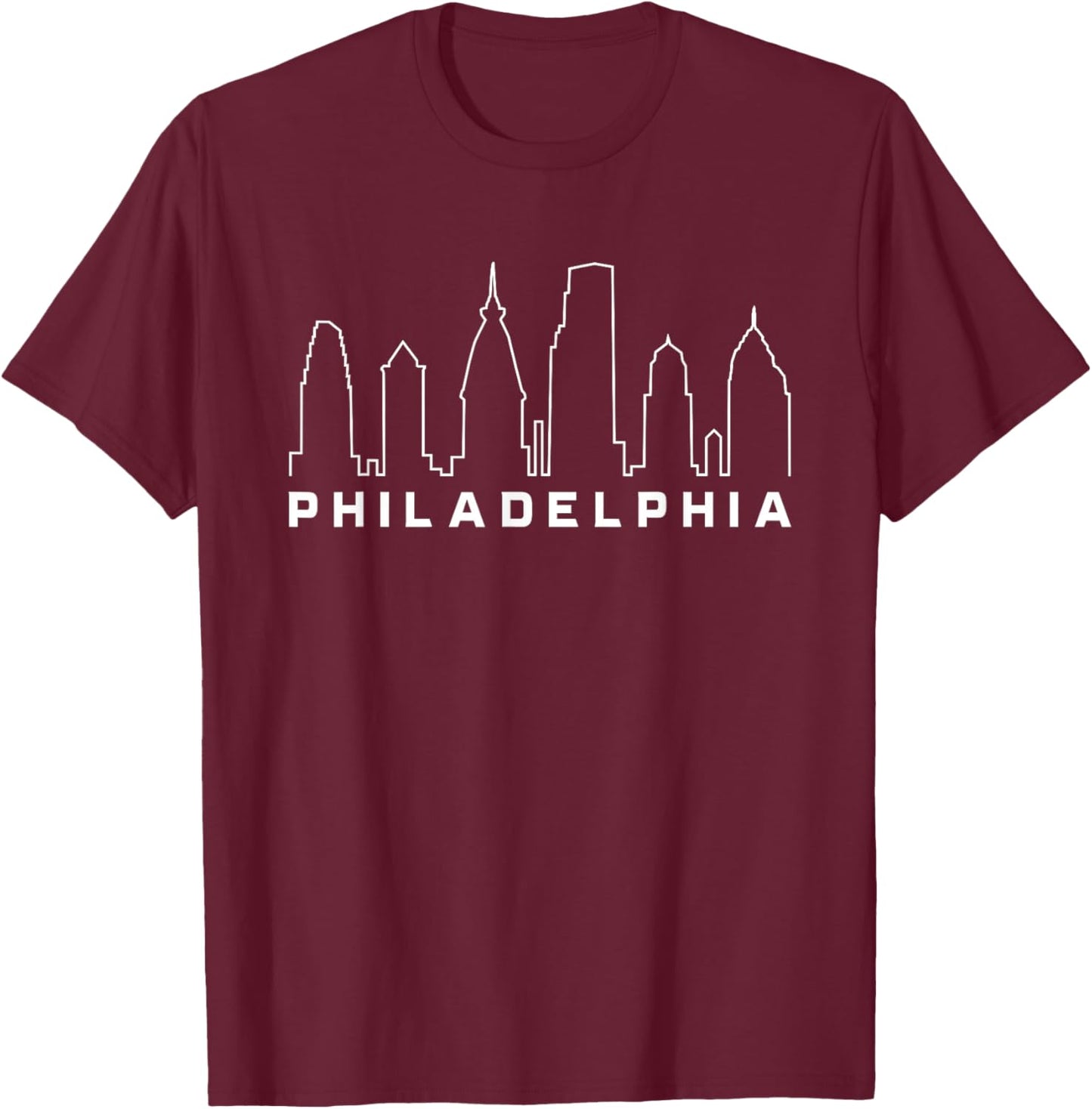 Philadelphia skyline city Pennsylvania Philly T-Shirt - T-Shirt | Maroon