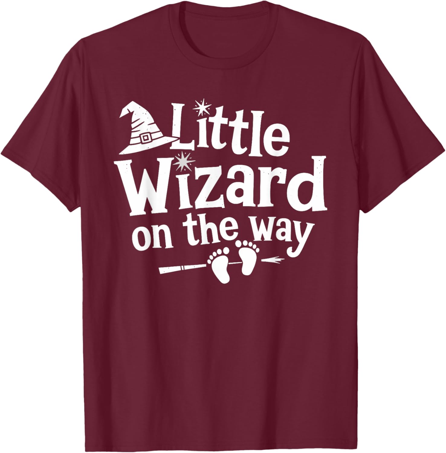 Little Wizard On The Way Halloween Pregnancy Announcement T-Shirt - T-Shirt | Maroon