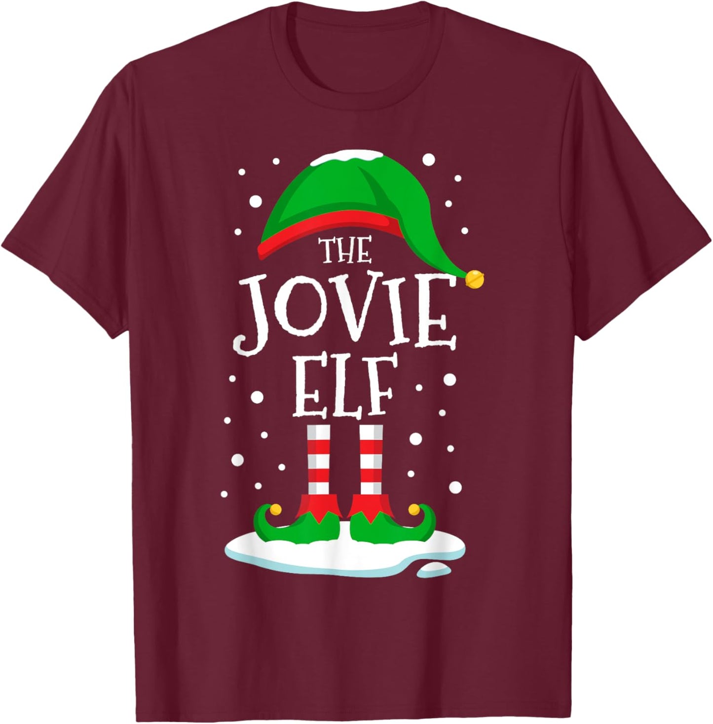 The Jovie Elf Christmas Family Matching Xmas Group Funny T-Shirt - T-Shirt | Maroon