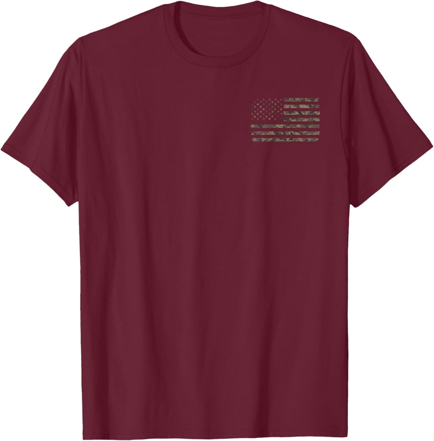Camouflage American Flag Camo T-Shirt - T-Shirt | Maroon