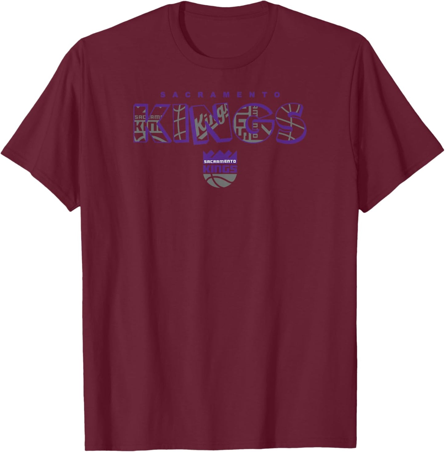 NBA - Sacramento Kings Logo Knockout White T-Shirt - T-Shirt | Maroon