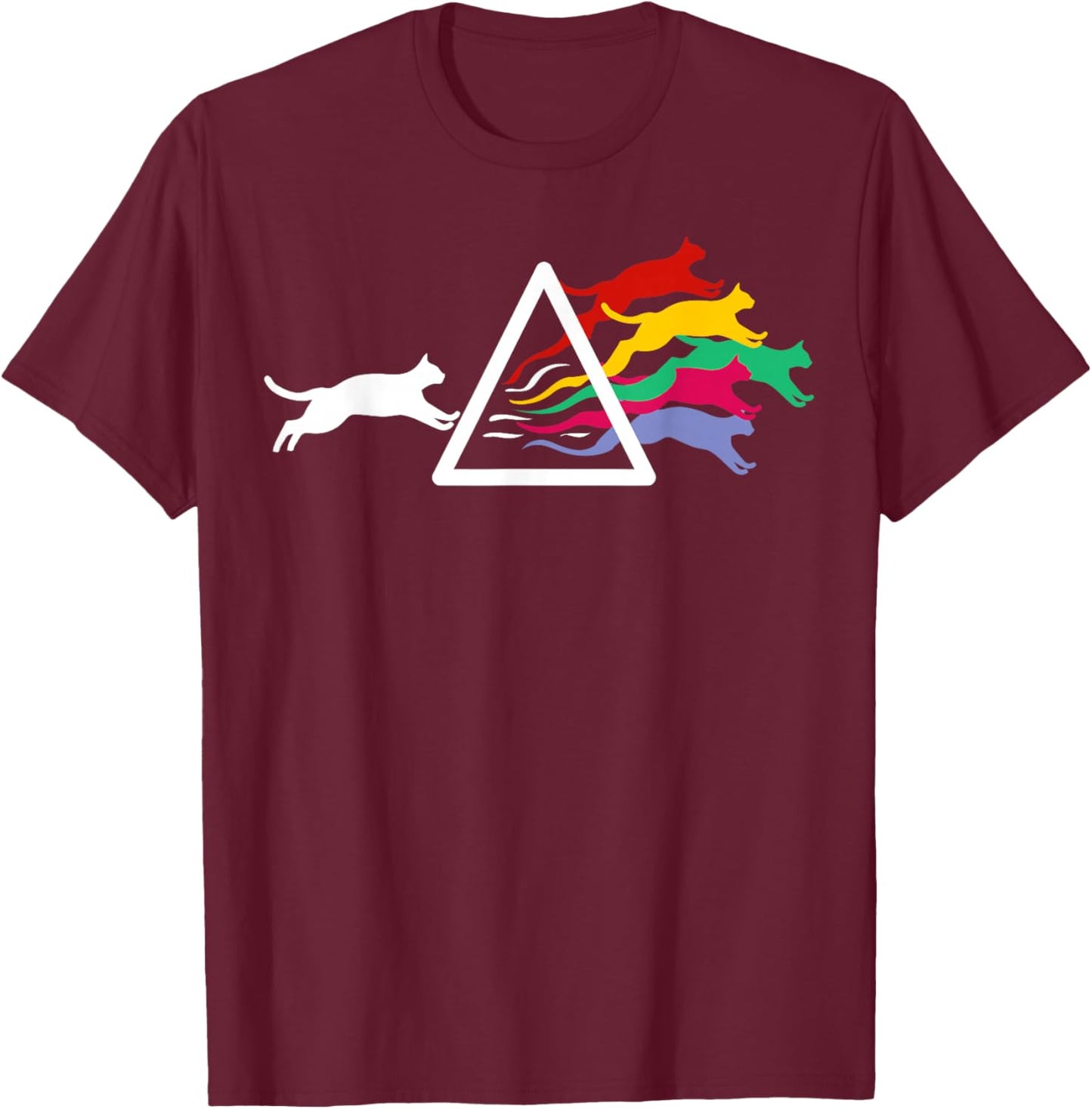 Cat Prism Rainbow Light - Physics - Science Spectral Cat Women Girls Kids T-Shirt - T-Shirt | Maroon