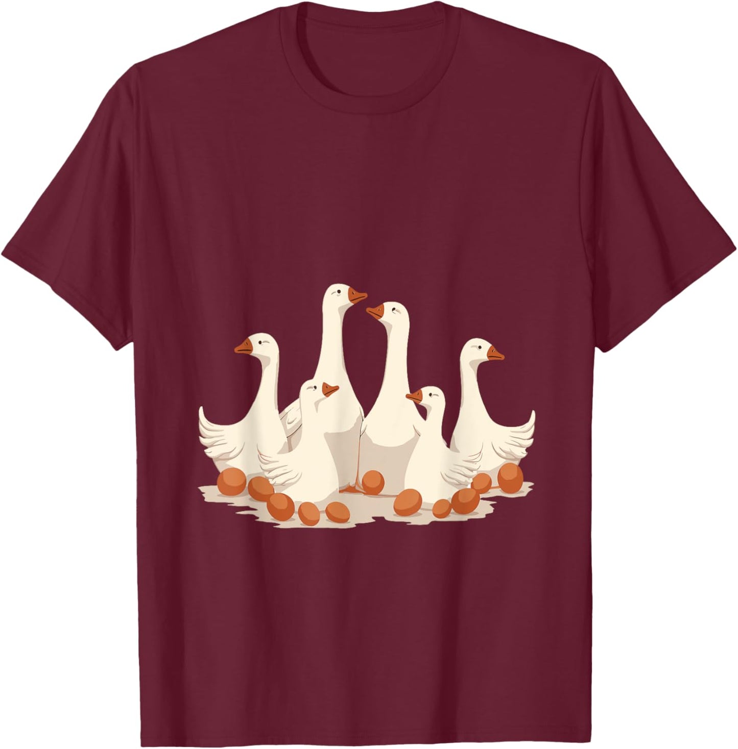 Six Geese A-Laying Cut-Out Stencil-Style 2 T-Shirt - T-Shirt | Maroon
