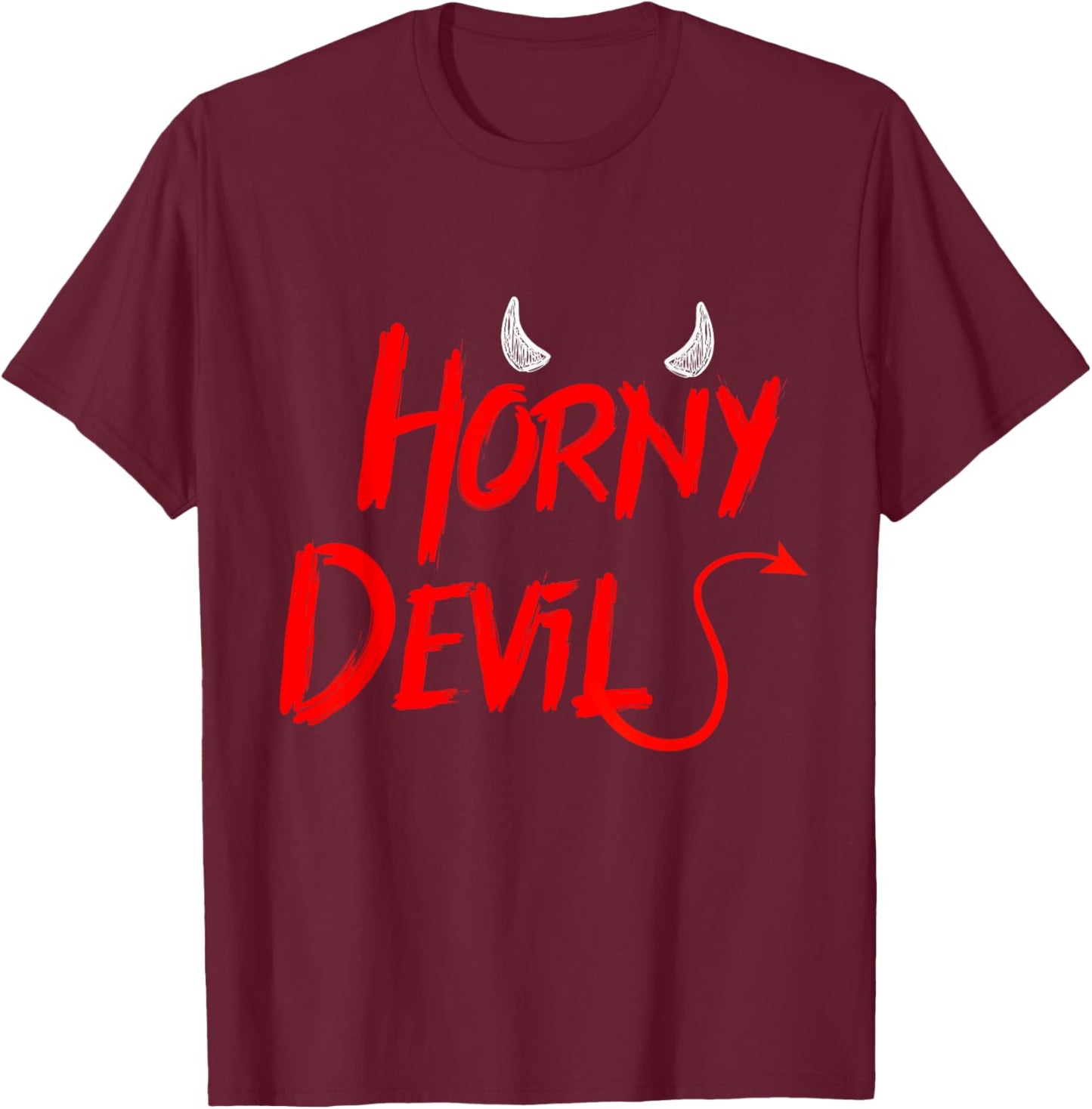 Funny Halloween Costume Horny Devil T-Shirt - T-Shirt | Maroon