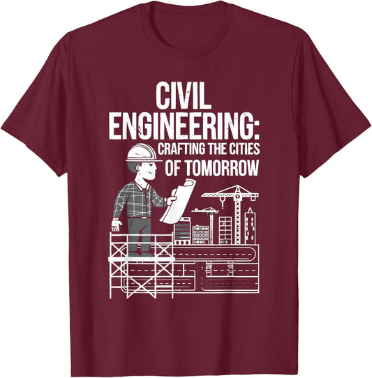 Civil Engineer Engineering Job Bridge Profession T-Shirt - T-Shirt | Maroon