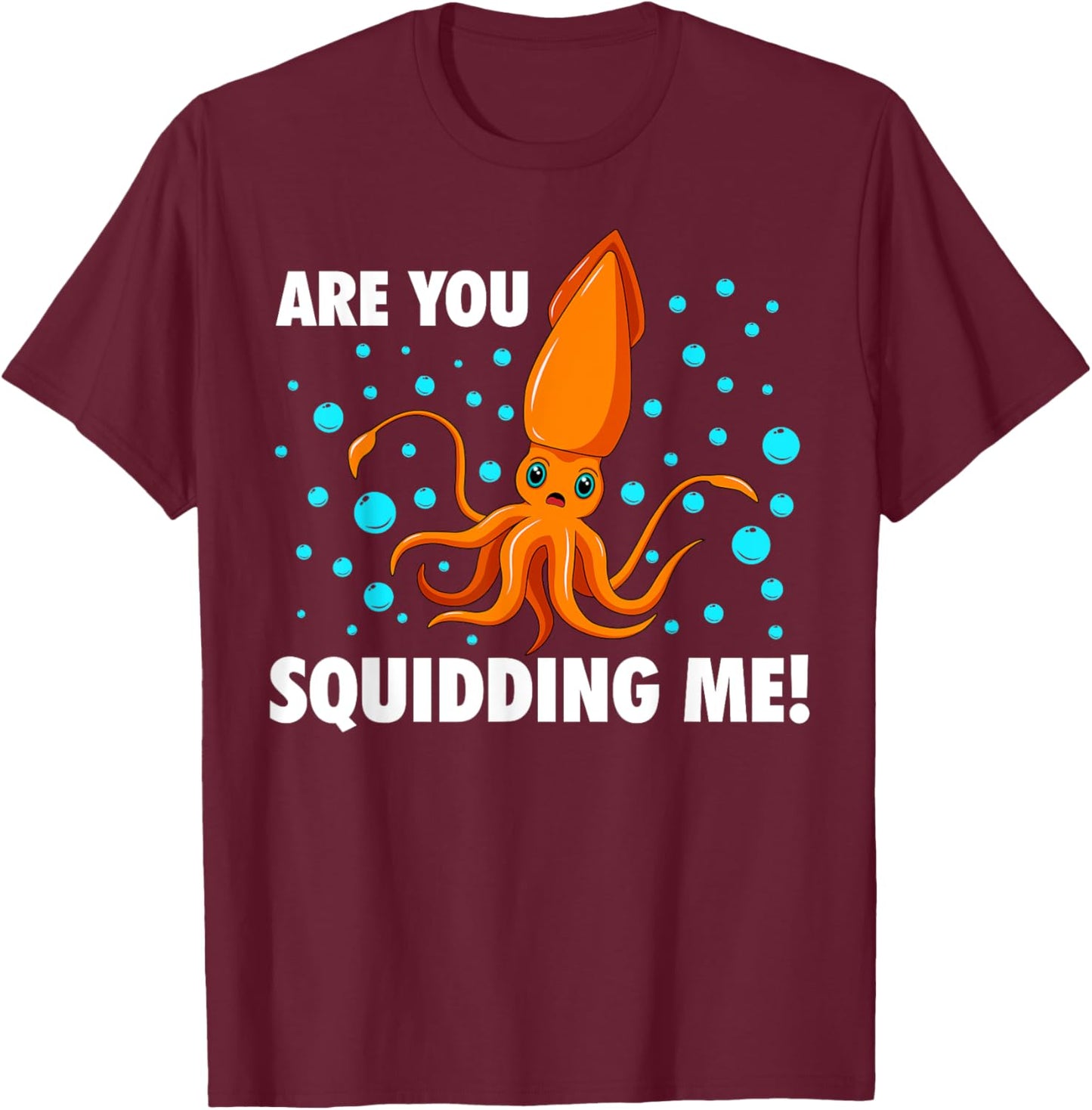 Best Squid Art For Kids Men Women Adult Octopus Lover Squid T-Shirt - T-Shirt | Maroon