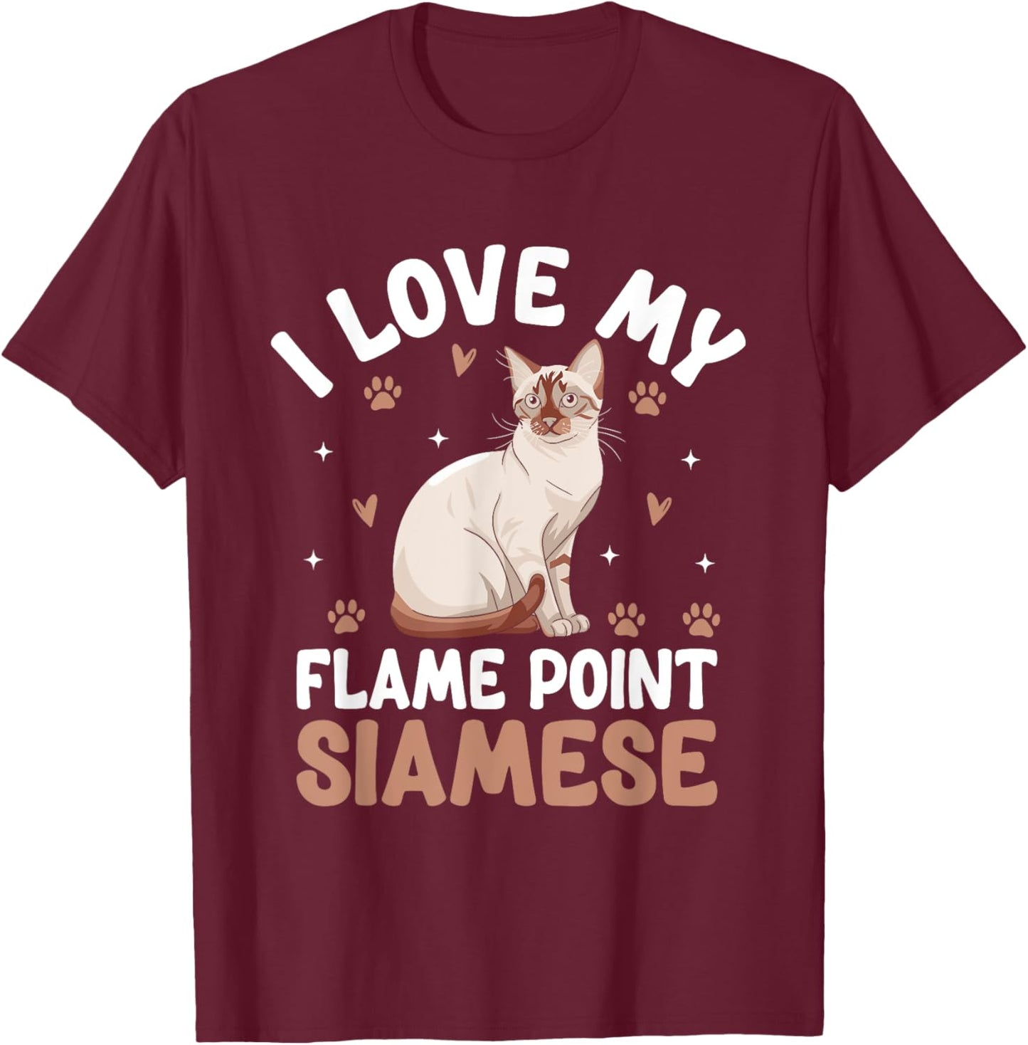 I Love My Flame Point Siamese Meezer T-Shirt - T-Shirt | Maroon