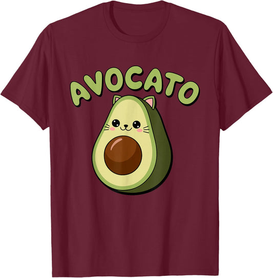 Avocato Funny Avocado Lover Cat Pun Print Men Women Kids T-Shirt - T-Shirt | Maroon