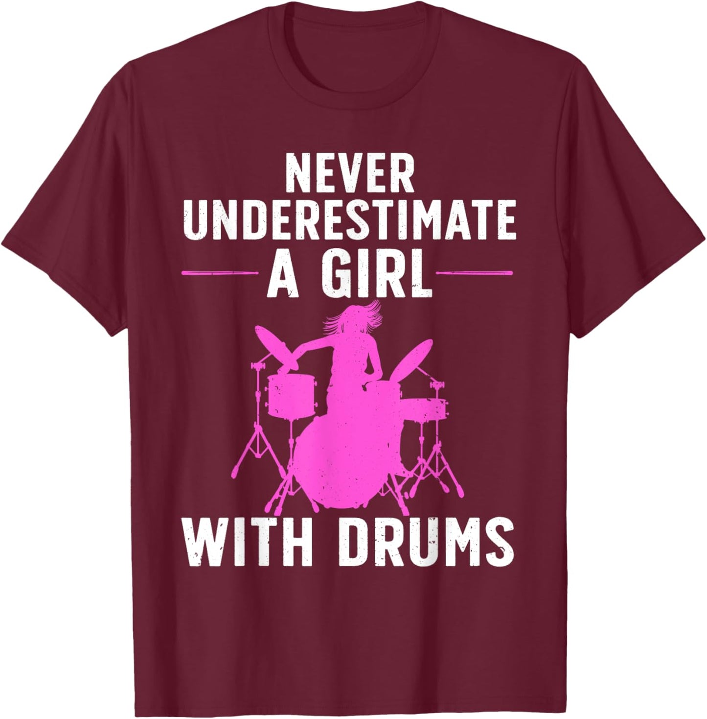 Funny Drummer Art For Girls Women Drumming Drum Set Drummer T-Shirt - T-Shirt | Maroon