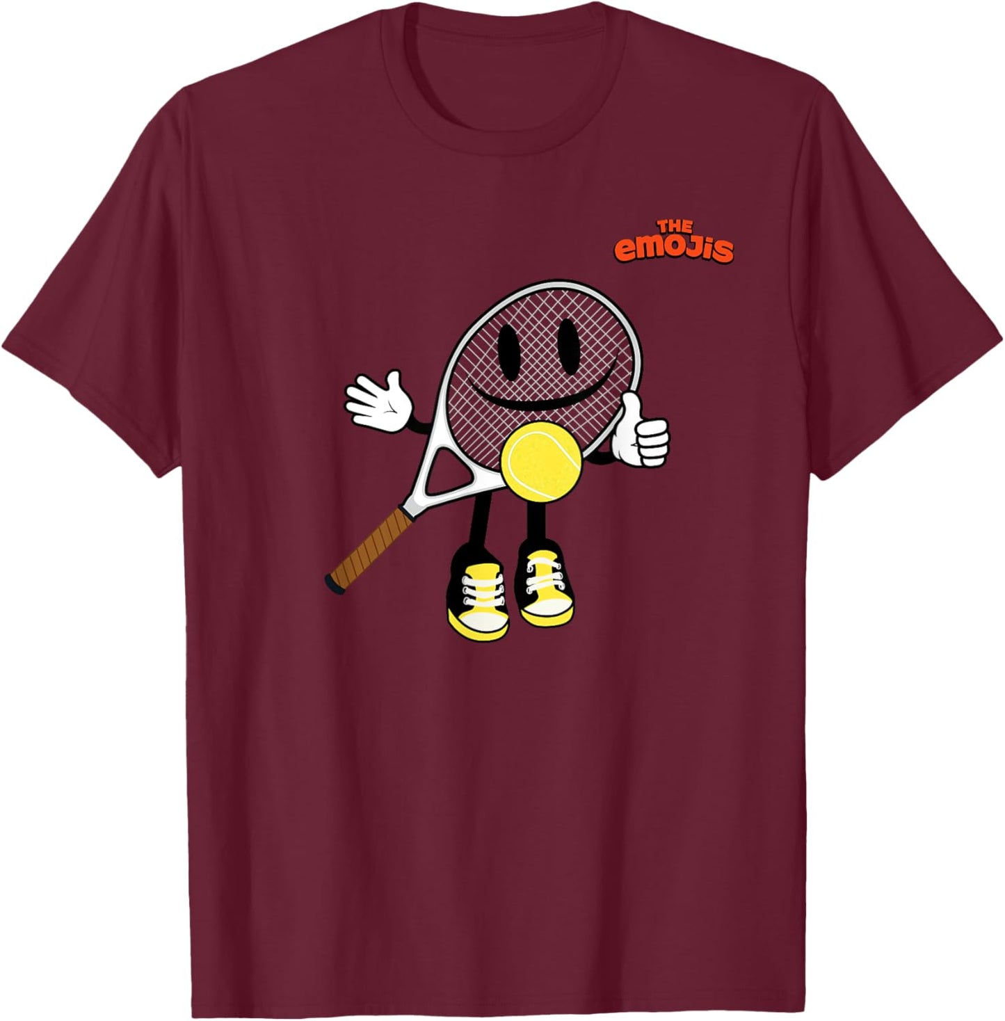 Emoji Tennis Racket Sports Thumb Up T-Shirt - T-Shirt | Maroon