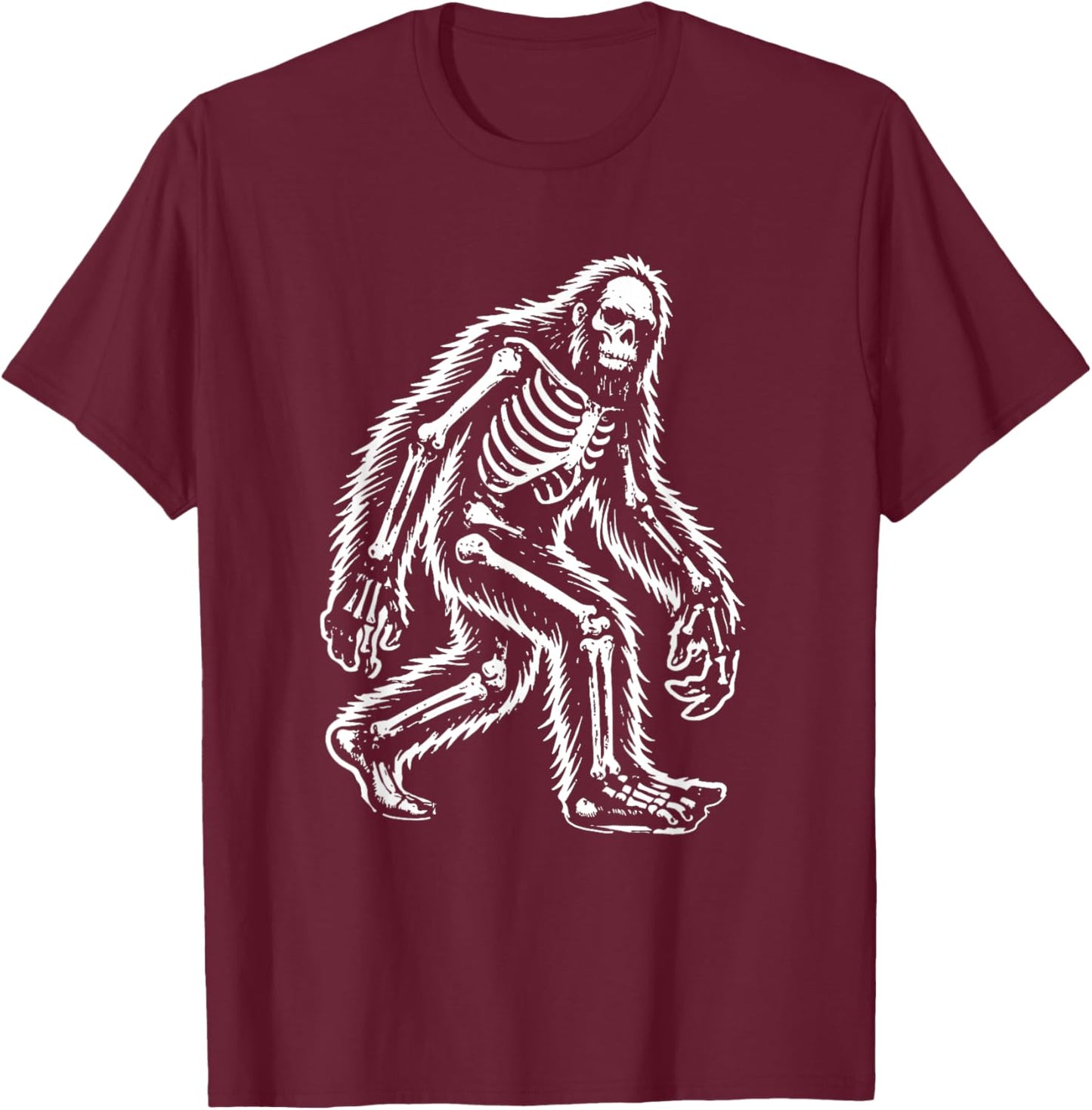 Funny Bigfoot Sasquatch Halloween skeleton men kids T-Shirt - T-Shirt | Maroon