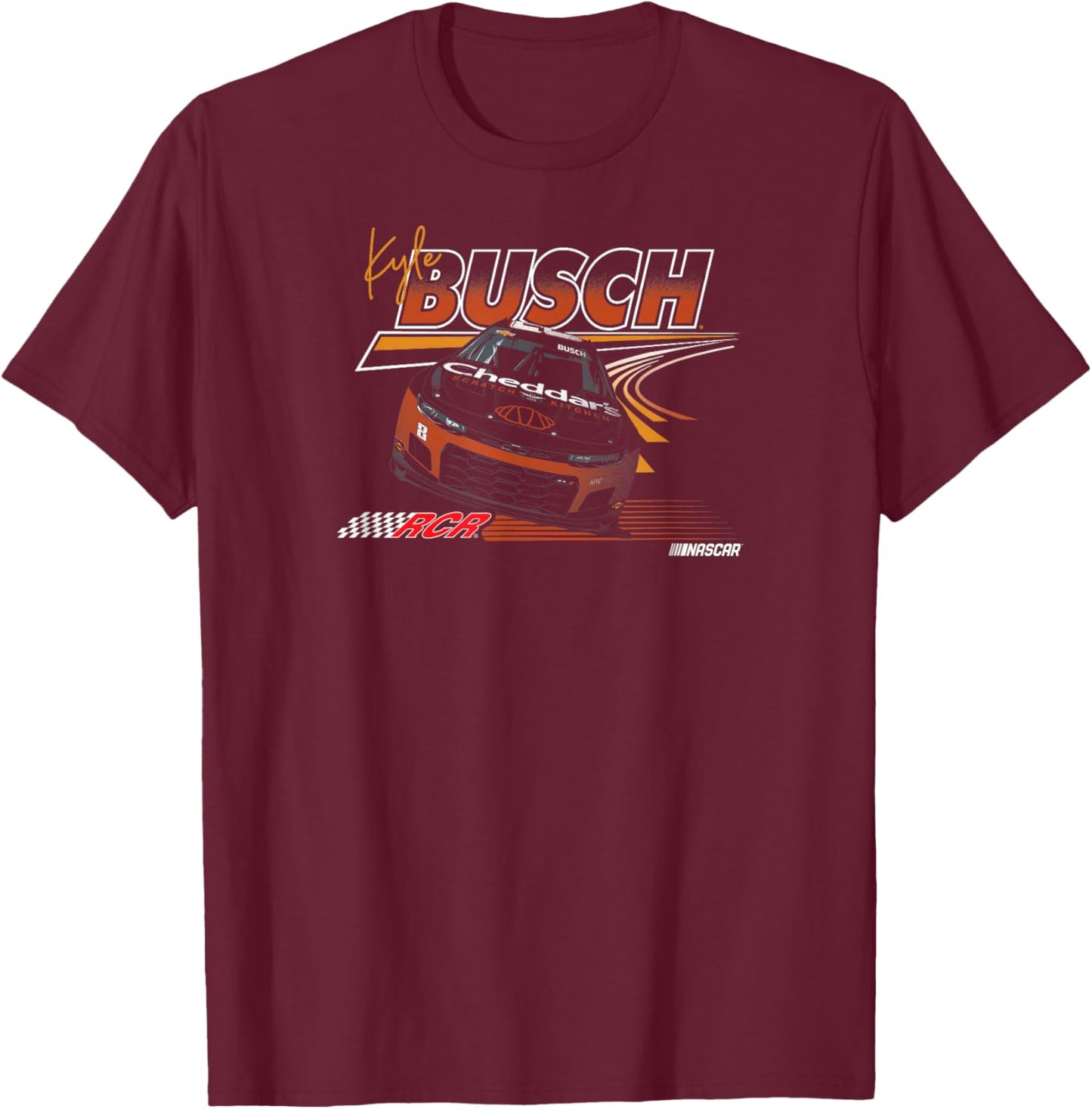 NASCAR - Kyle Busch RCR Race Lines Black T-Shirt - T-Shirt | Maroon