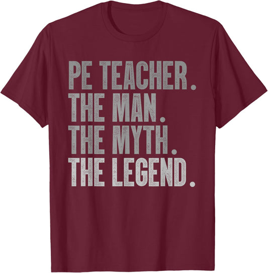 Cool PE Teacher Art Boys Physical Education Teacher T-Shirt - T-Shirt | Maroon