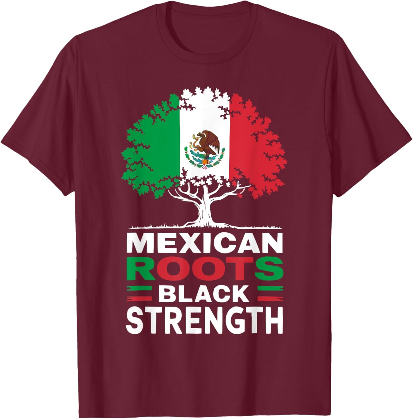 Half Mexican Half African American USA Flag Black America T-Shirt - T-Shirt | Maroon