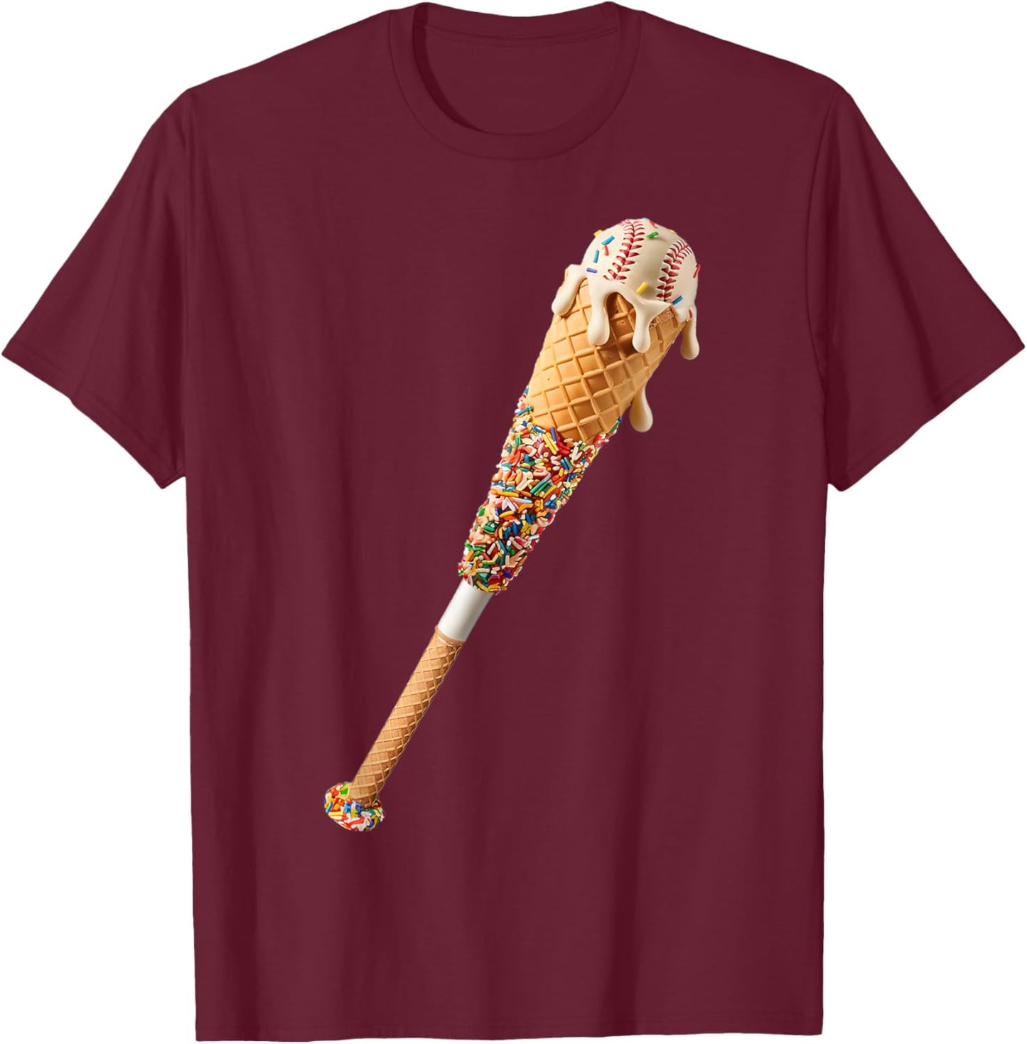 Ice Cream Drip Baseball Drip For Boys T-Shirt - T-Shirt | Maroon
