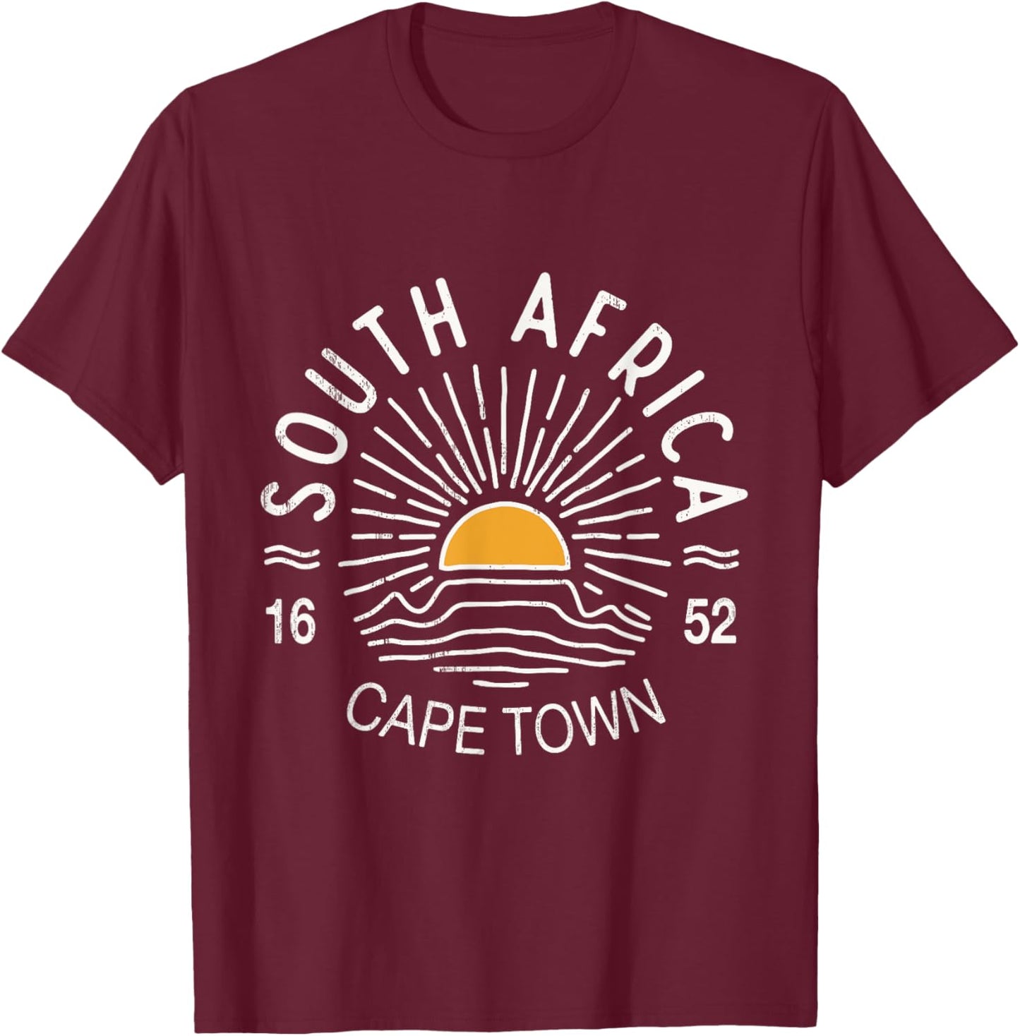 Cape Town South Africa Souvenir Vintage Retro Sunset T-Shirt - T-Shirt | Maroon