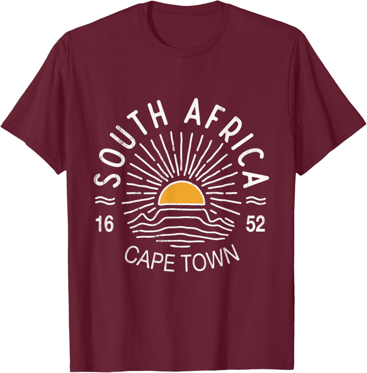 Cape Town South Africa Souvenir Vintage Retro Sunset T-Shirt - T-Shirt | Maroon
