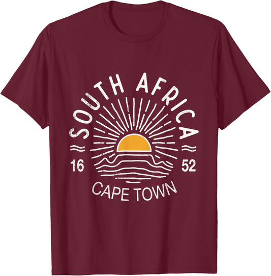 Cape Town South Africa Souvenir Vintage Retro Sunset T-Shirt - T-Shirt | Maroon