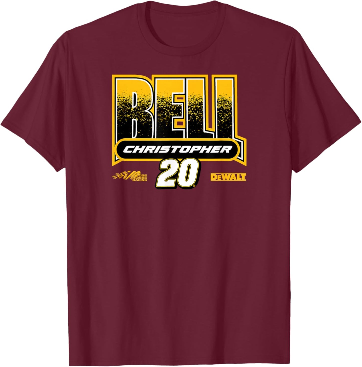 NASCAR - Christopher Bell 20 Joe Gibbs Racing Black T-Shirt - T-Shirt | Maroon