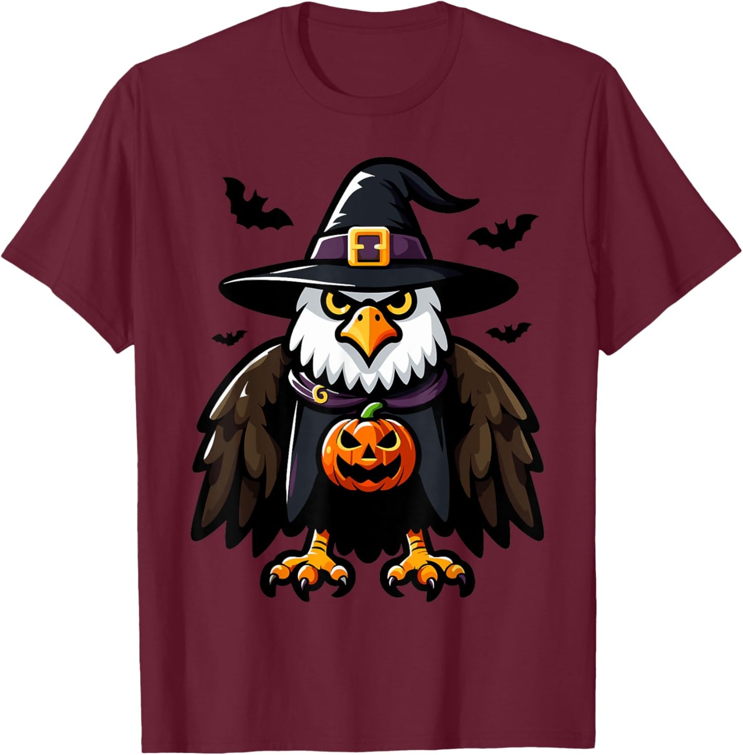 Scary Halloween Eagle Witch Hat Costume Spooky Season T-Shirt - T-Shirt | Maroon