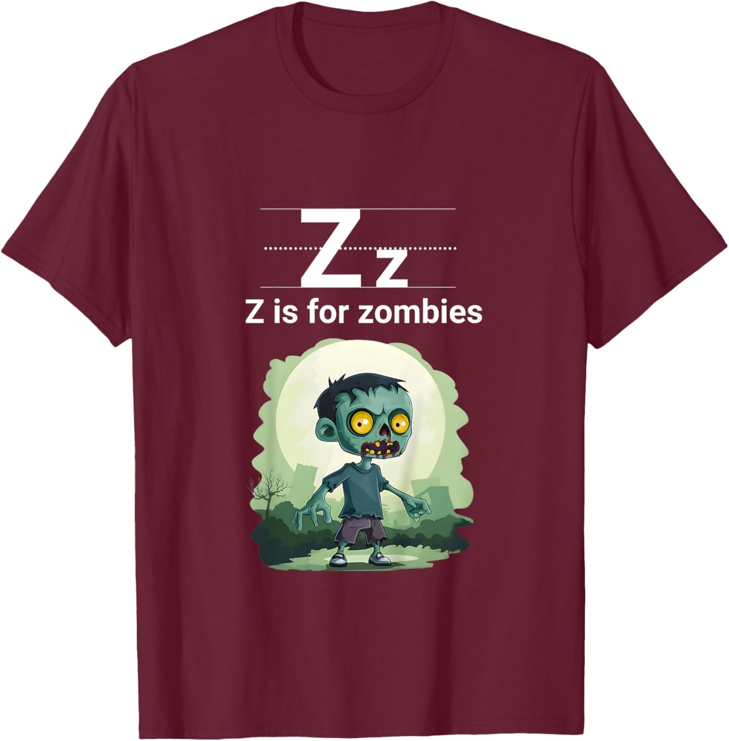Kids Halloween Zombie Z is for Zombies for Kids T-Shirt - T-Shirt | Maroon