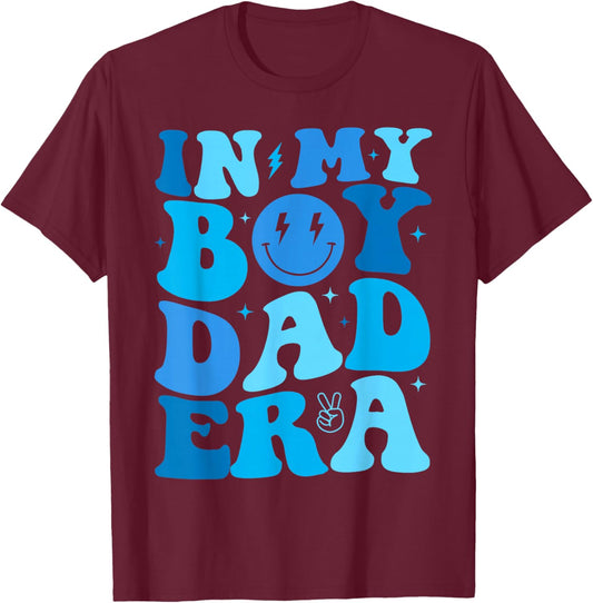 Groovy in My Boy Dad Era for Funny Fathers Day T-Shirt - T-Shirt | Maroon