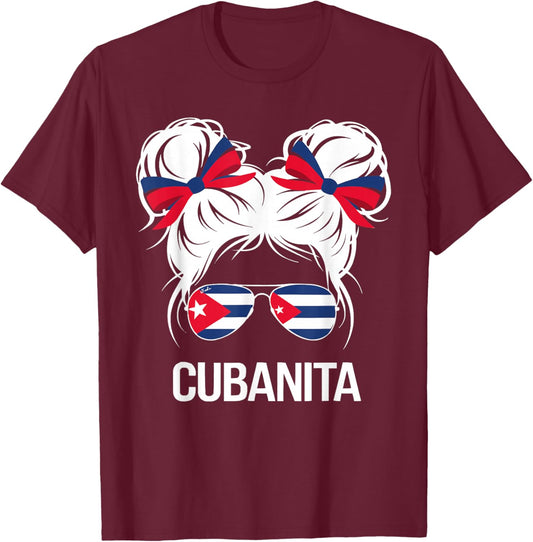 Cubanita I Love Cuba Cuban Pride Cuban Women Cuban Flag T-Shirt - T-Shirt | Maroon